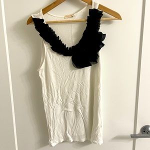 White tank with black organza details